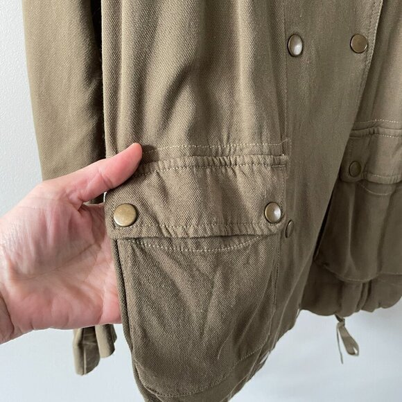 Temperance Button Front Collared Outdoor Casual Utility Jacket Olive Green XS - Picture 5 of 9